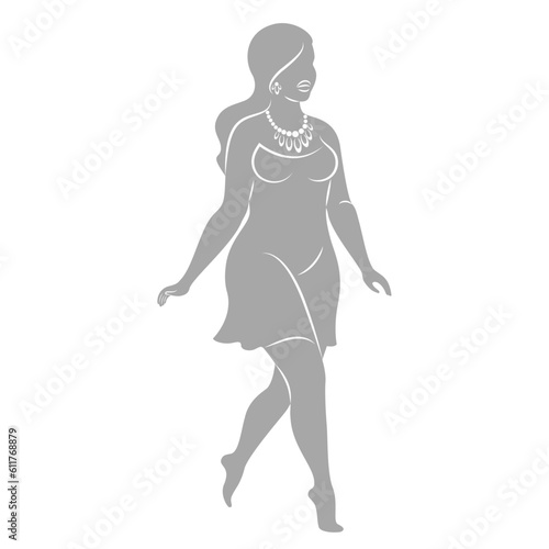 Silhouette figure of a slender woman. The girl is standing. The lady is full of beauty and sexuality. girl is overweight vector illustration