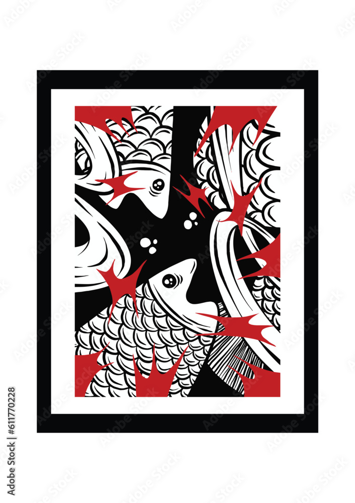 Fish illustration art for T-shirt and print wall decorative Fish illustration art for T-shirt and print wall decorative