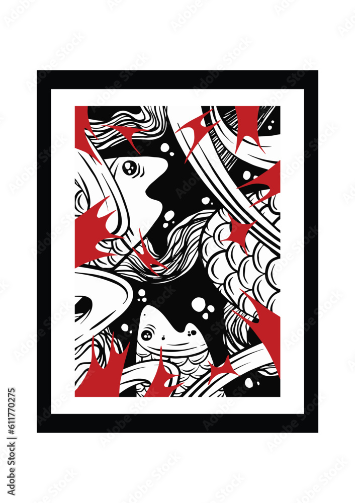 Fish illustration art for T-shirt and print wall decorative Fish illustration art for T-shirt and print wall decorative