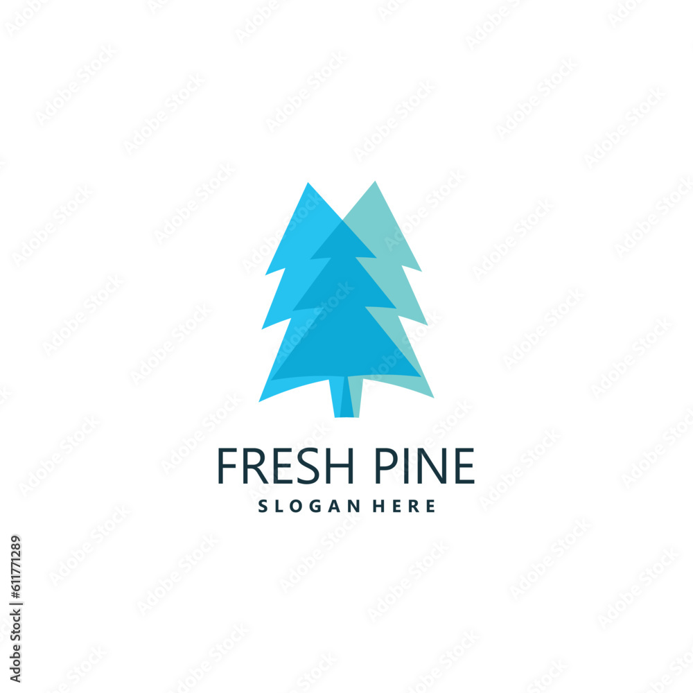 Pine logo vector design element with modern creative style