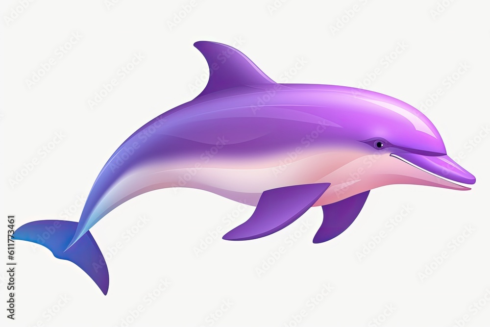 majestic purple dolphin leaping out of the ocean. Generative AI majestic purple dolphin leaping out of the ocean. Generative AI