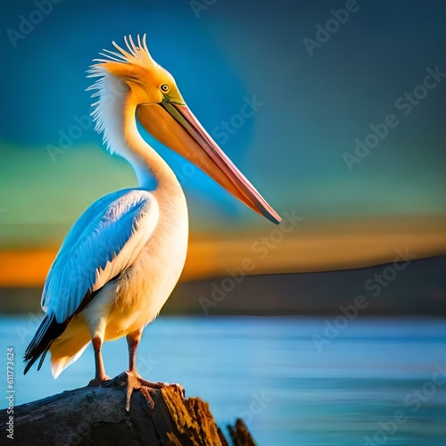 An image of a pelican in the water. (AI-generated fictional illustration) 