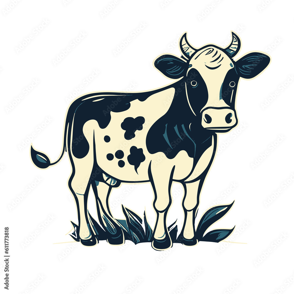 Cartoon Cow Design, Png, illustration, Generative AI