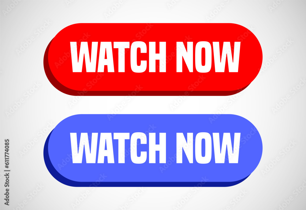 Watch now button. Watch now banner sign. Play video icon vector illustration. Watch now button. Watch now banner sign. Play video icon vector illustration.