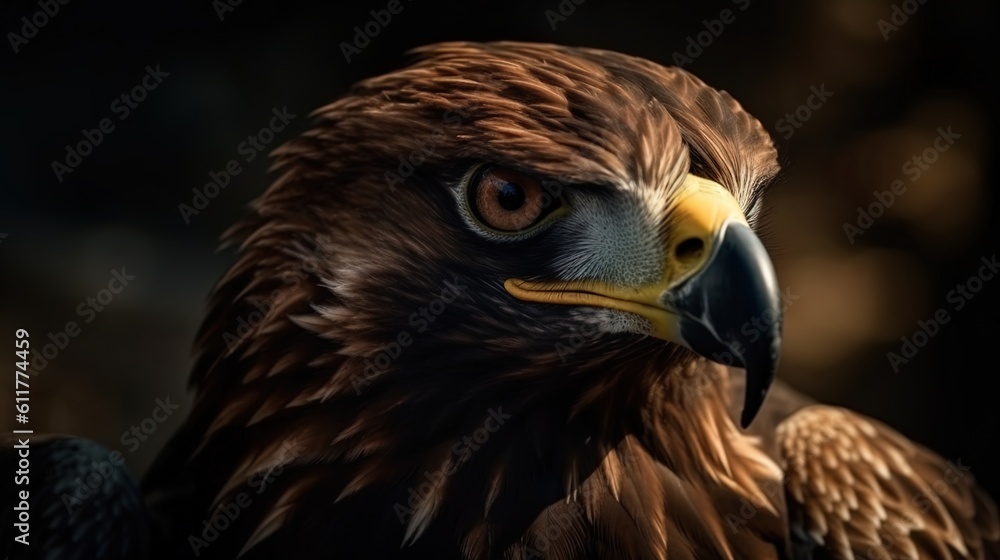 A close-up portrait of a steppe eagle. Generative AI A close-up portrait of a steppe eagle. Generative AI