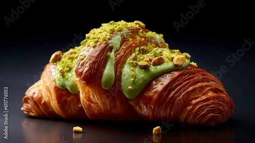 Vibrant Indulgence: Pistachio Croissant Delight photo