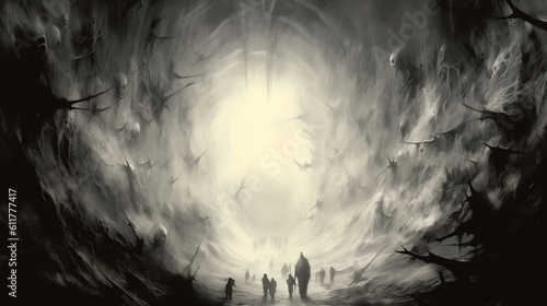 Haunted Tunnel Artwork  Generative AI.