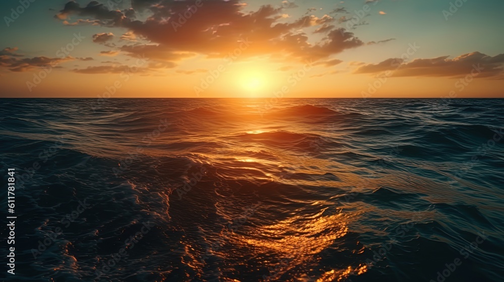 sunset over the open ocean