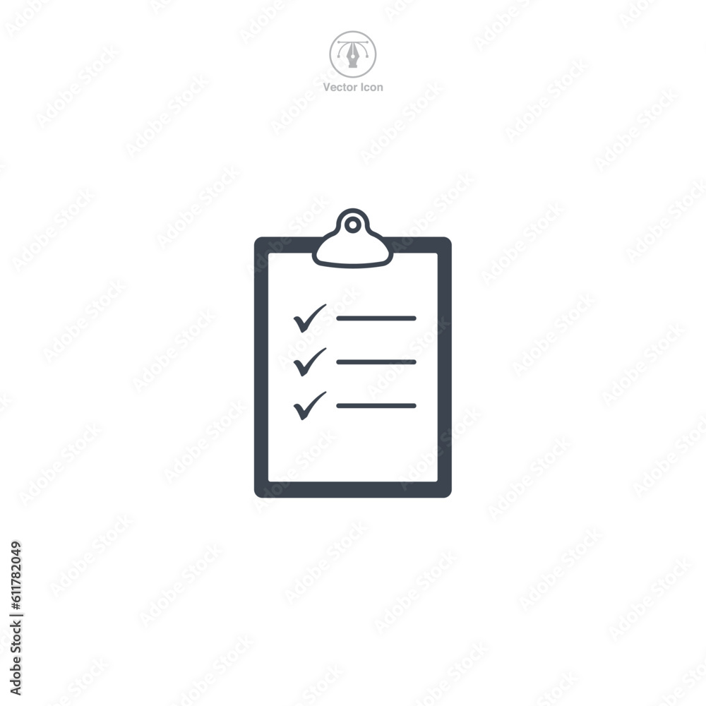 Checklist icon. A simple and organized vector illustration of a checklist, symbolizing tasks, to-do lists, and completion. Checklist icon. A simple and organized vector illustration of a checklist, symbolizing tasks, to-do lists, and completion.