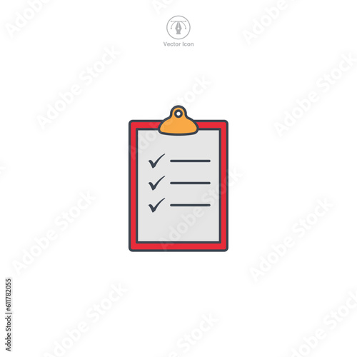 Checklist icon. A simple and organized vector illustration of a checklist, symbolizing tasks, to-do lists, and completion.