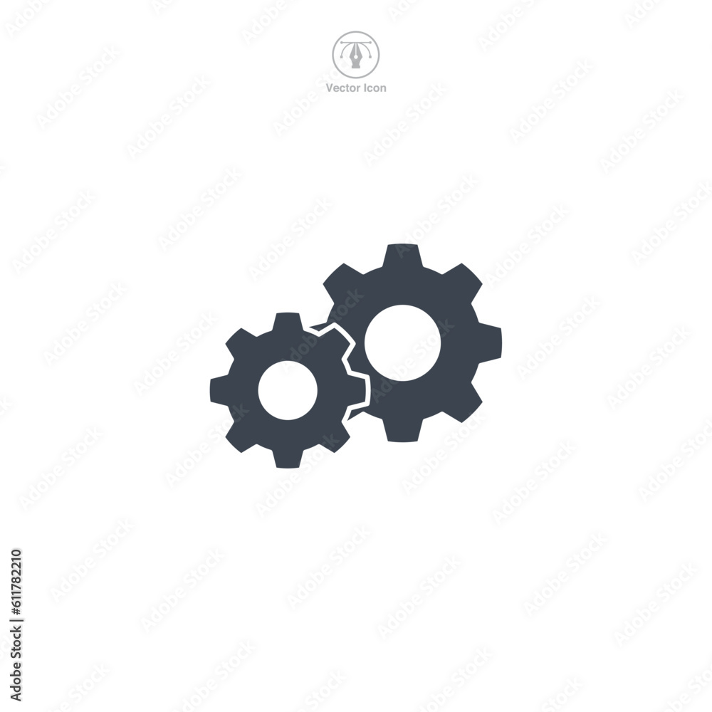 Gear icon. A sleek and mechanical vector illustration of a gear, symbolizing settings, customization, and system control.