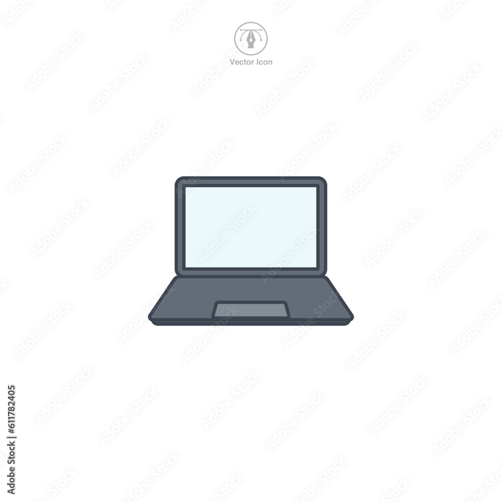 Laptop or Desktop icon. A modern and versatile vector illustration of a laptop or desktop computer, representing technology, work, and productivity. Laptop or Desktop icon. A modern and versatile vector illustration of a laptop or desktop computer, representing technology, work, and productivity.