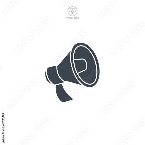 Megaphone icon. A bold and attention-grabbing vector illustration of a megaphone, symbolizing announcements, communication, and broadcasting messages.