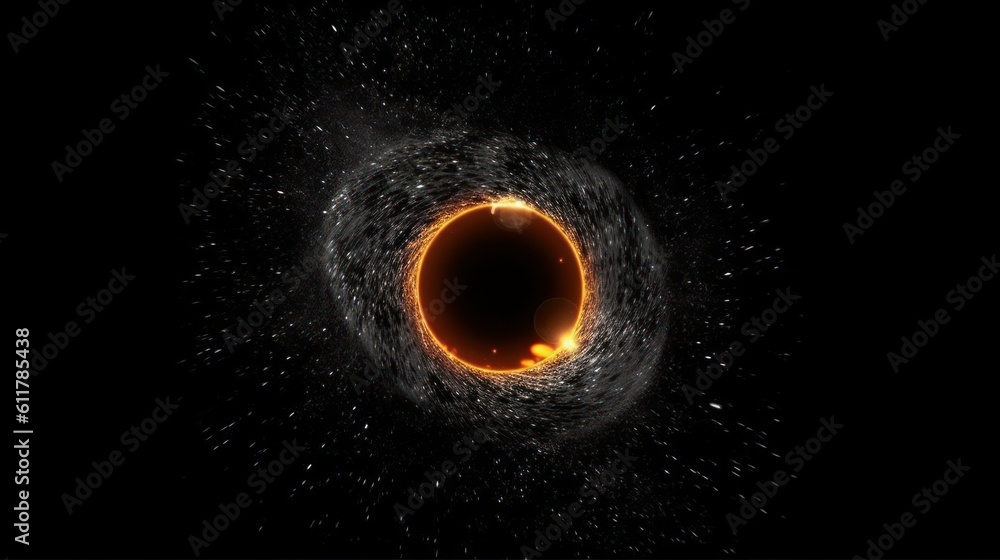 Black Hole on Pure Black Background (Generative AI)