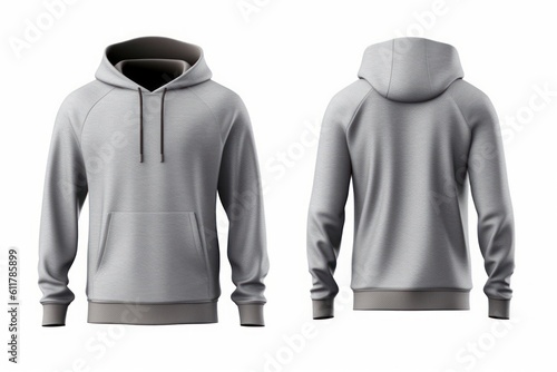 Blank White Men's Hoodie Sweatshirt (Long Sleeve) with Clipping Path (Generative AI)