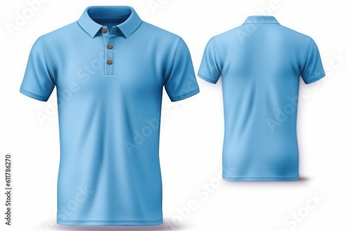 Wallpaper Mural Blue Polo T-Shirt Mock-up (Front and Back View) Isolated (Generative AI) Torontodigital.ca