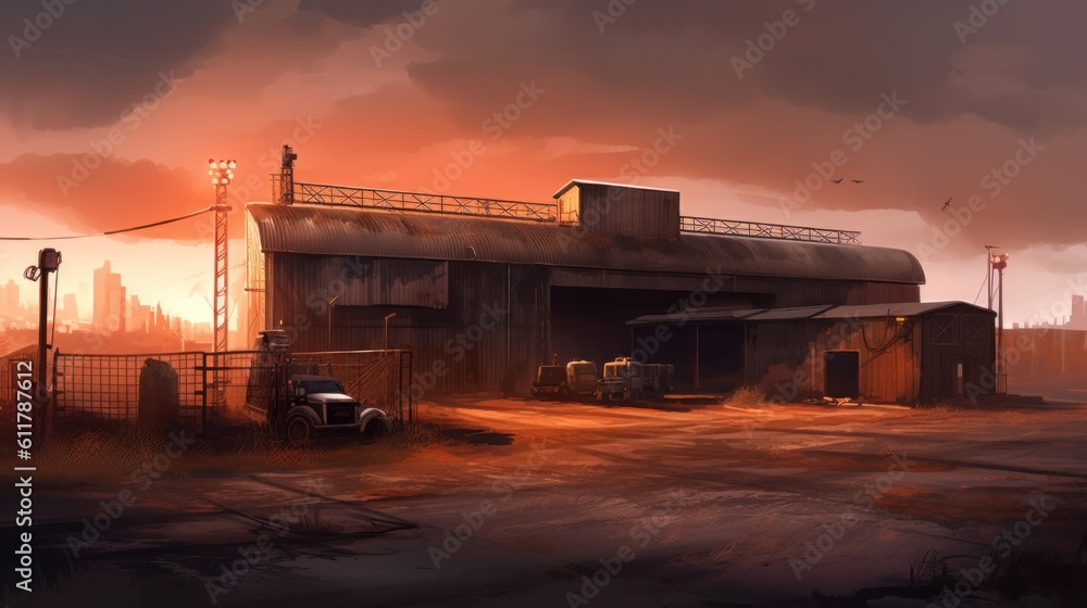 Obraz premium Military Base Game Artwork