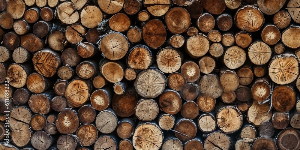 A Rustic Tapestry of Dark Brown Wooden Logs, Grant Wood, Generative AI A Rustic Tapestry of Dark Brown Wooden Logs, Grant Wood, Generative AI
