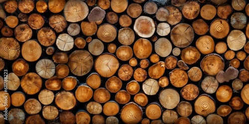 A Rustic Tapestry of Dark Brown Wooden Logs  Grant Wood  Generative AI