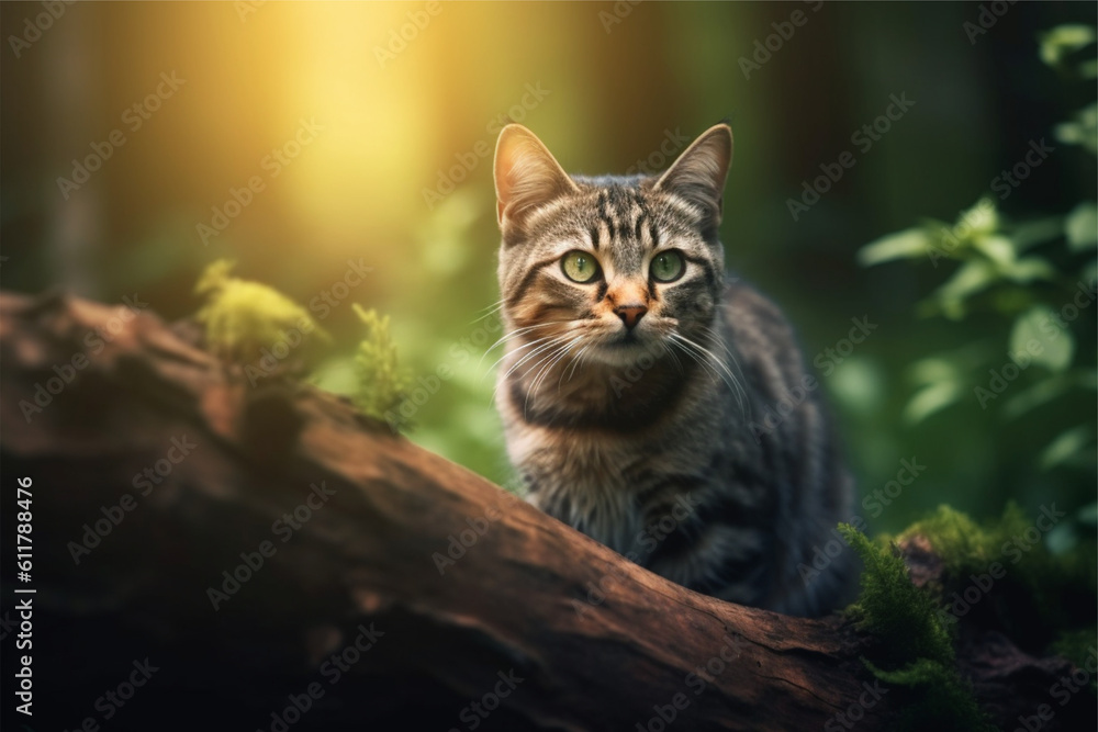 A minimalist photo of a cat on isolated nature background a hyper A minimalist photo of a cat on isolated nature background a hyper