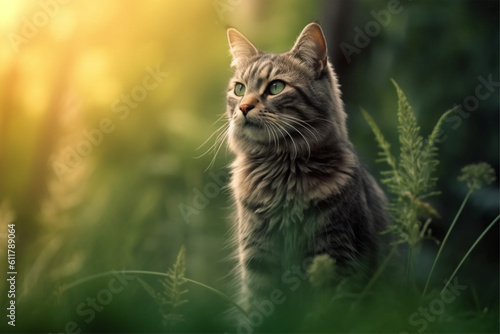 A minimalist photo of a cat on isolated nature background a hyper