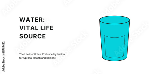 Water Life Source Banner on White Background. Stylish Banner with Text and Icon for Healthcare and Medical