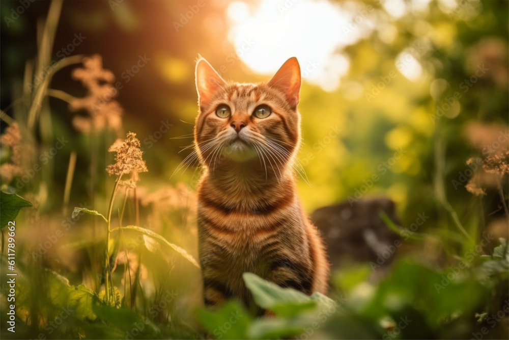 A minimalist photo of a cat on isolated nature background a hyper