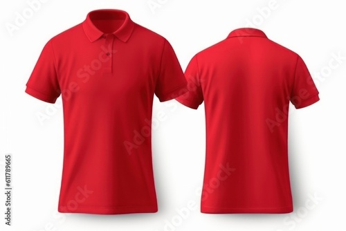 Red Polo T-Shirt Mockup (Front and Back View) - Generative AI