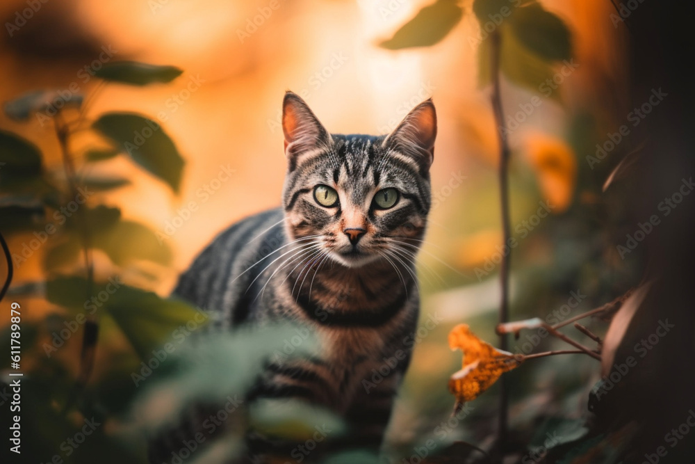 A minimalist photo of a cat on isolated nature background a hyper