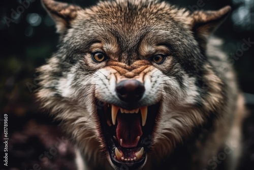 The Aggressive Wolf Grinned - Generative AI