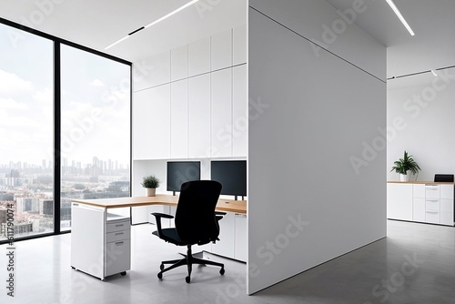 Modern luxury white office, generative ai