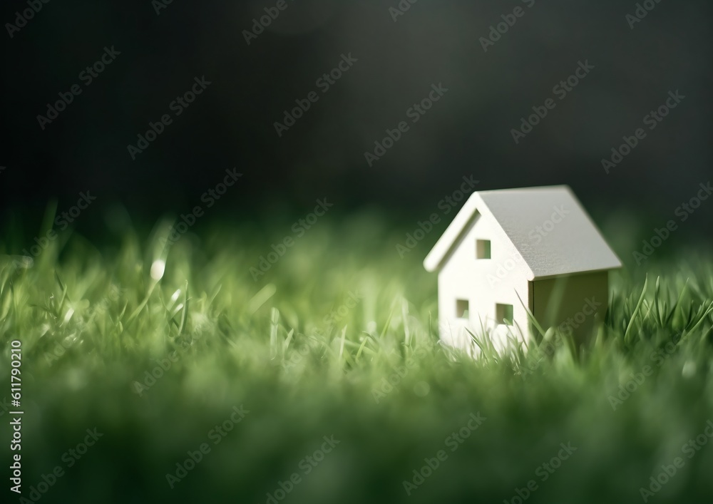 Home concept in grass, generative ai