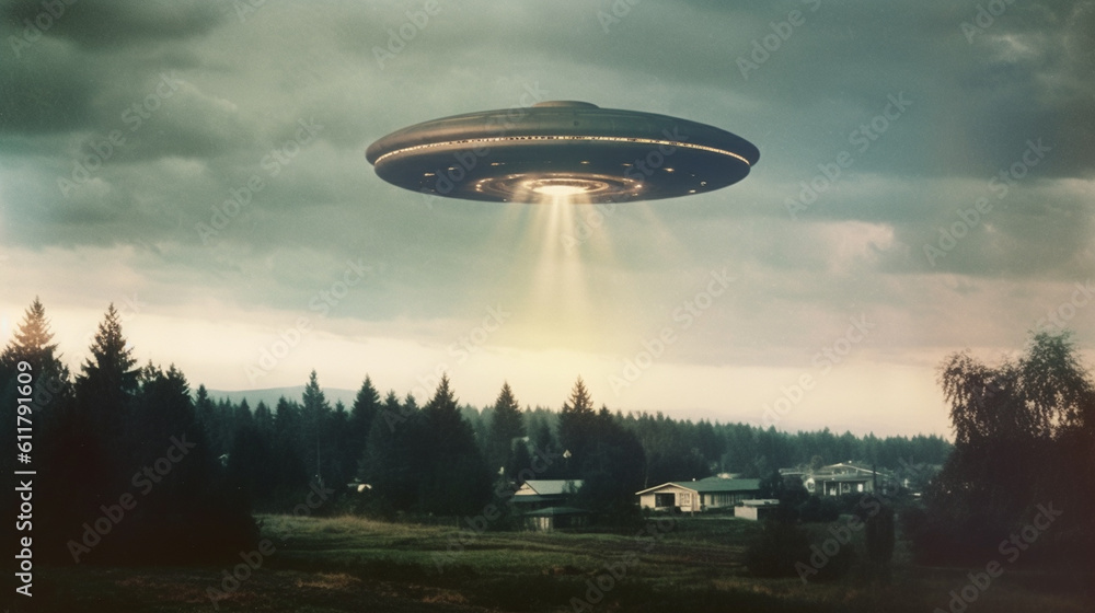 UFO flaying over the sky. Generative ai UFO flaying over the sky. Generative ai