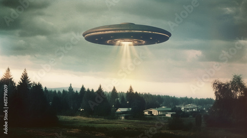 UFO flaying over the sky. Generative ai 