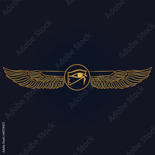 Egyptian Scarab bug with wings And ankh symbol 
