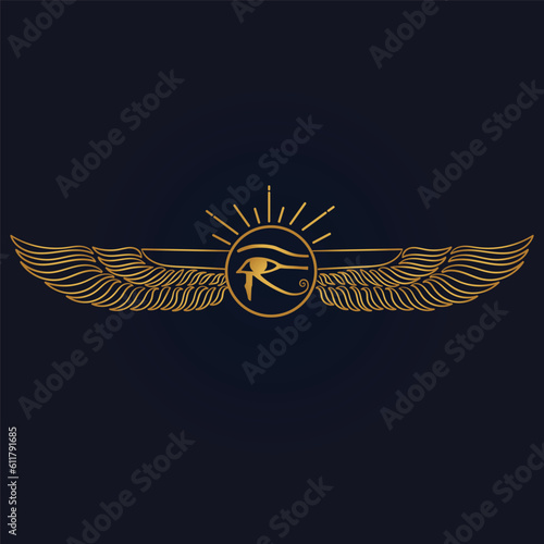 Egyptian Scarab bug with wings And ankh symbol 