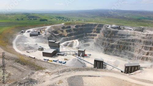 Aerial drone view of the coldstones cut, a open pit mine in England
