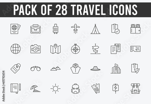 travel vacation icon set vector for holidays, set of travelling and tourism vectors