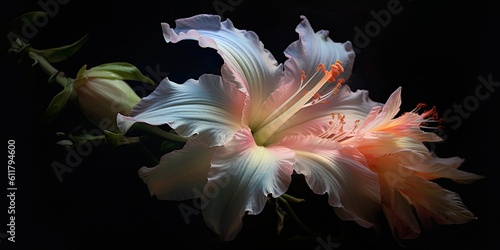 Frame a single flower in bloom against a dark background, Generative AI Digital Illustration Part#110623