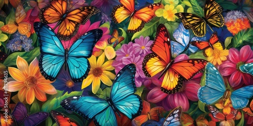 Vibrant Butterfly Garden - Enter a garden alive with the colorful fluttering of butterflies  Generative AI Digital Illustration Part 110623