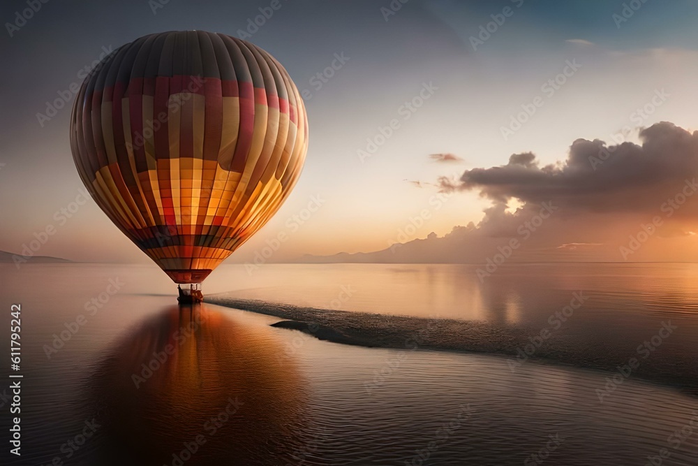 hot air balloon at sunsetgenerated by AI technology 