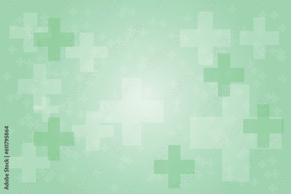 Medical crosses on green background. Banner for design