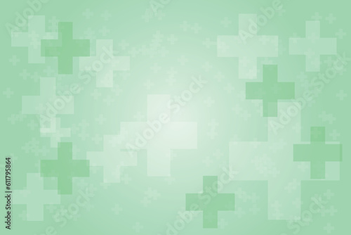 Medical crosses on green background. Banner for design