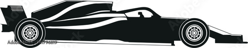 Silhouette of a racing car isolated on white background.  Vector illustration.