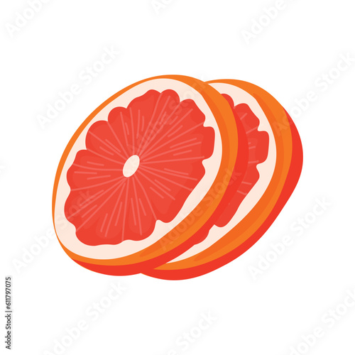 Slices of grapefruit on white background