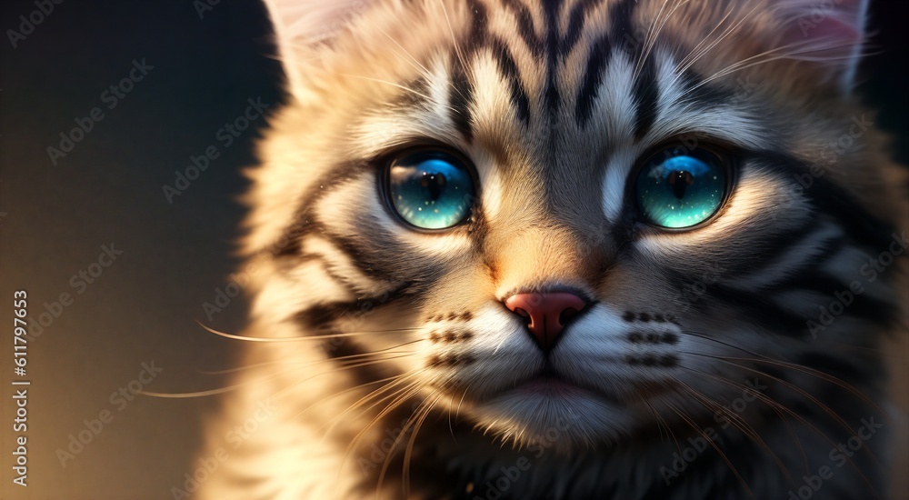 Obraz premium Cute kitten with captivating eyes [AI Generated]