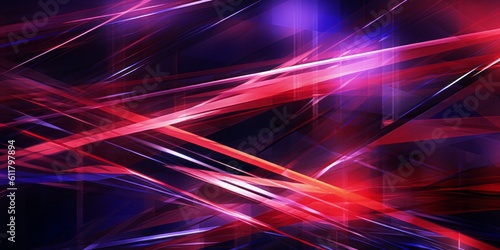 Intersecting lines dance in vibrant hues of dark violet and red, Generative AI