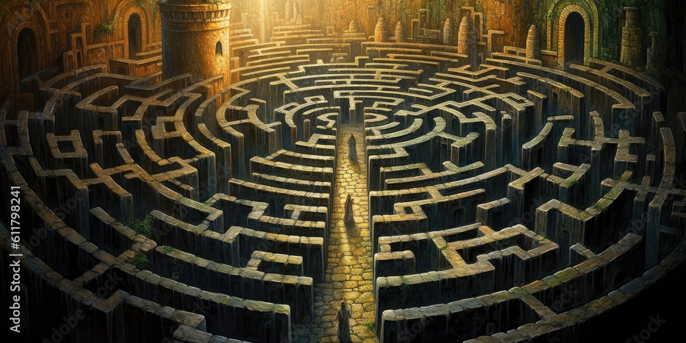 mesmerizing labyrinth of intricate pathways  Generative AI Digital Illustration Part#110623