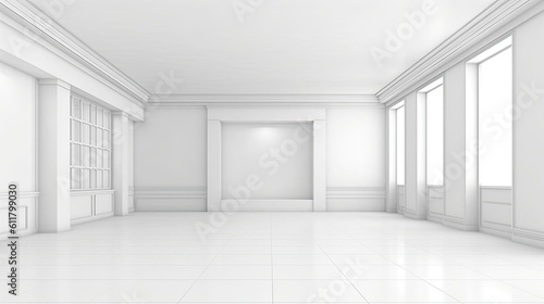 blank  empty room with modern white interior wall mockup  Generative AI