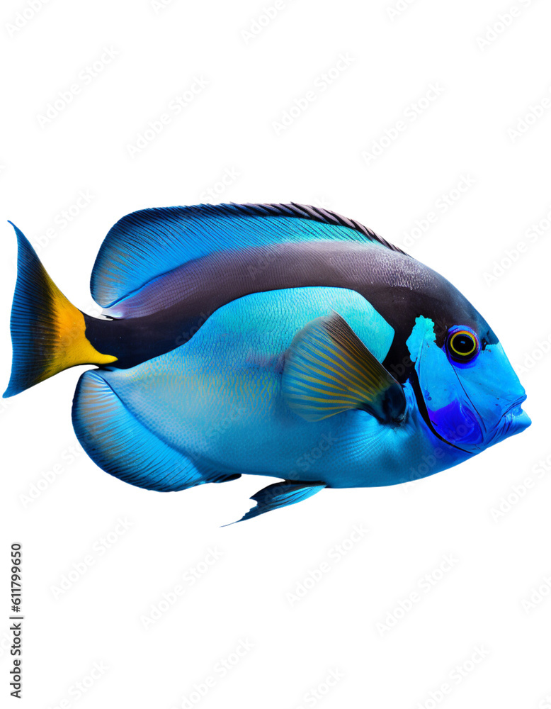 Naklejka premium blue tang fish isolated on transparent background cutout ,Generative AI